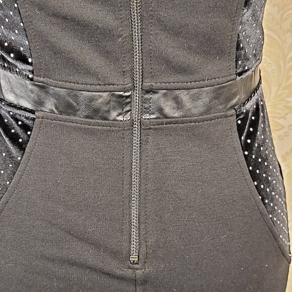 MinkPink Size Small Black BodyCon Dress Mixed Materials Sheer/Velvet/Studded - Picture 9 of 15